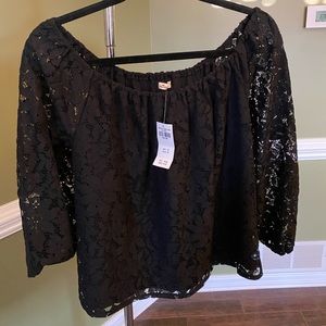 Black lace off the shoulder top